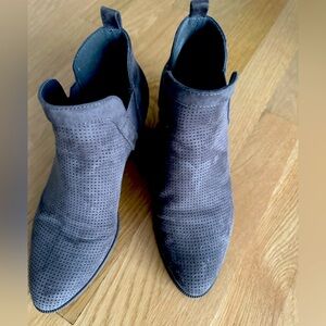 grey mock suede pull on ankle boots